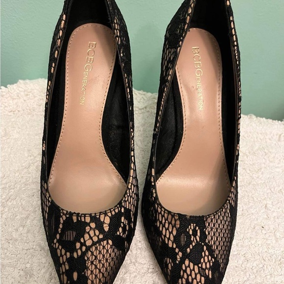 BCBGeneration Black Lace Pointed Pumps - Picture 2 of 5